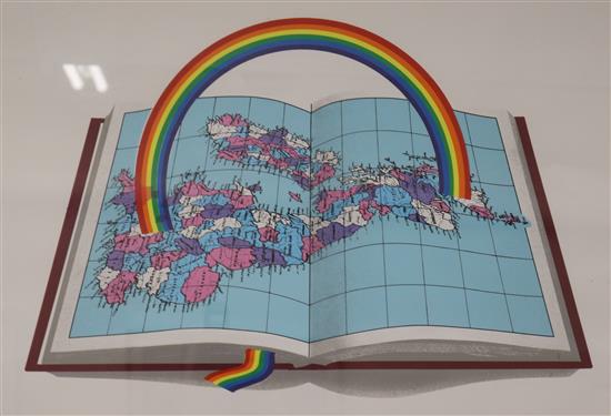 Patrick Hughes, print, Under the Weather, signed and dated 81, 43 x 62cm